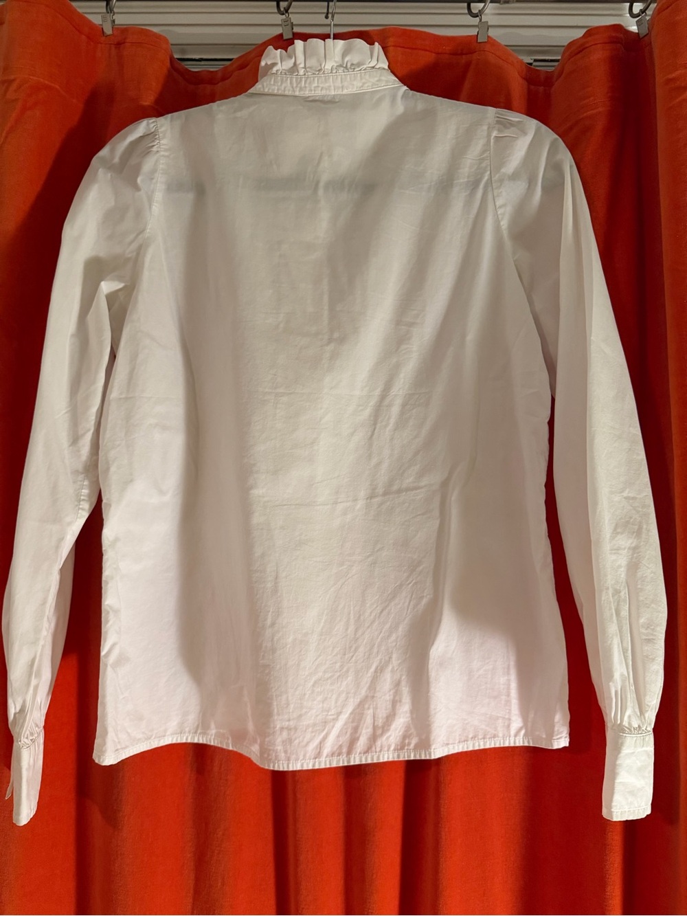 Sezane Ulysse White Victorian Ruffle Lace Button-Up Blouse - Picture 9 of 10
